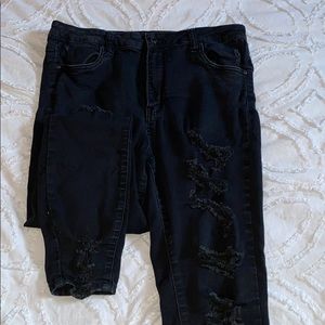 Black denim ripped jeans